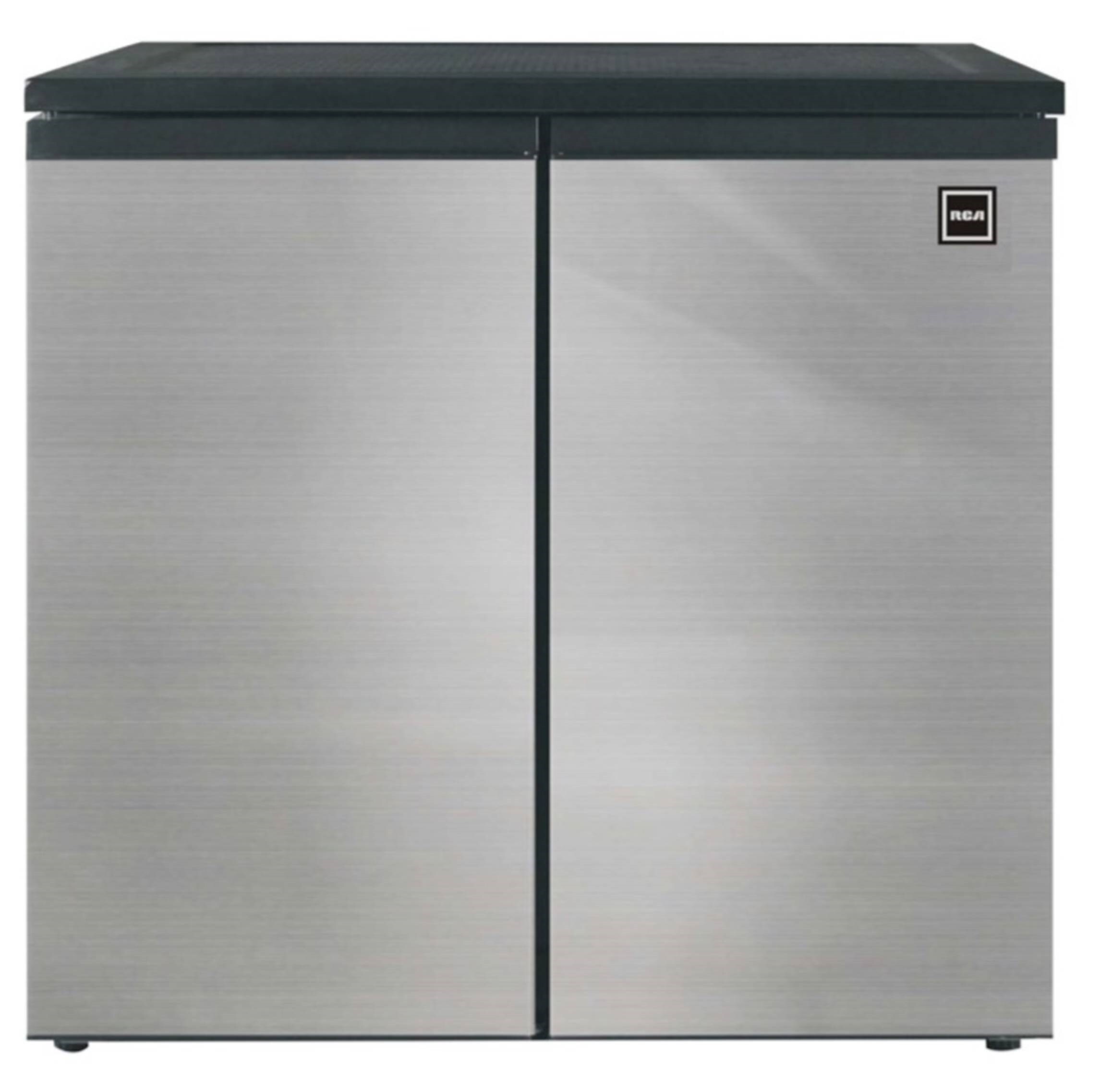 RCA 5.5-cu ft Counter-depth Mini Fridge Freezer Compartment (Black Cabinet  with Silver Doors) in the Mini Fridges department at